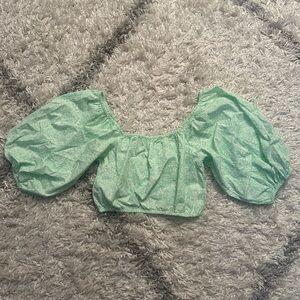 NWOT Billabong Crop Puff Sleeve Floral Light Green Top Size Small